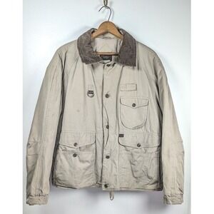 Duxbak Canvas Field Jacket Size XL Vtg 90s Corduroy Collar Quilted Lined Chore